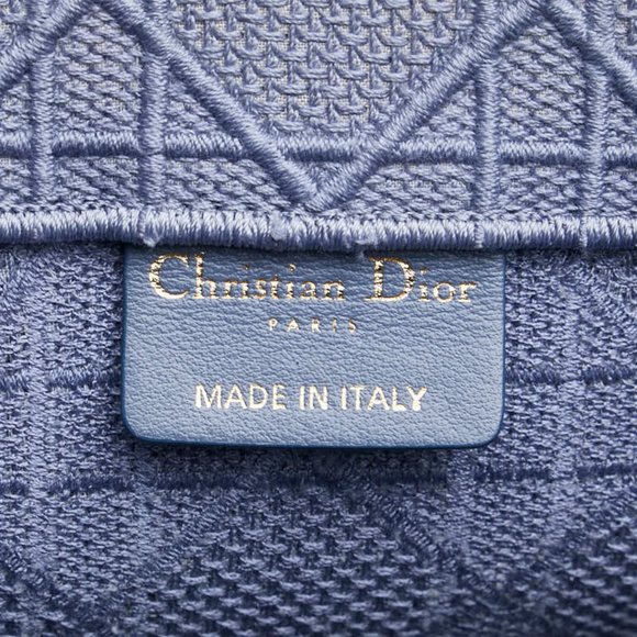 Christian Dior Dior Cannage Book Tote Medium Handbag Bag Blue Canvas Women's - Picture 7 of 8